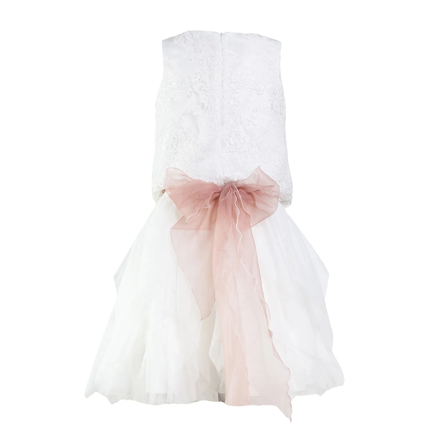 Abito Bianco Due Pezzi In Tulle E Pizzo