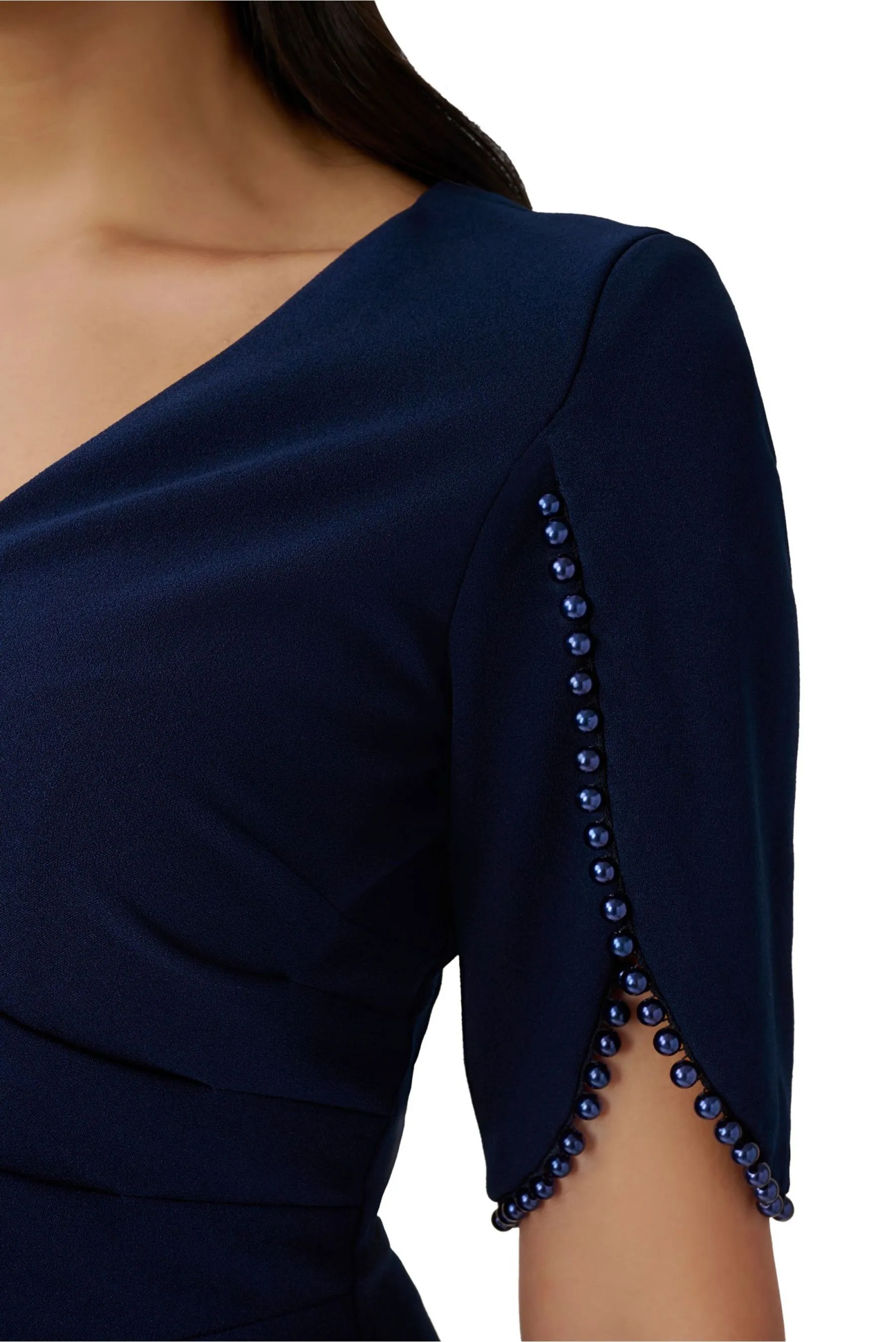 Adrianna Papell Blu - Abito in crêpe con perle