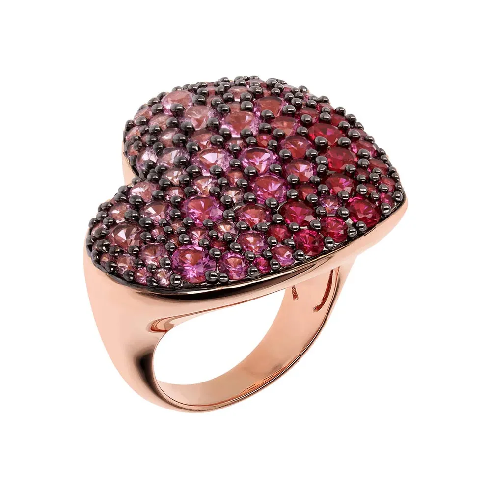 Anello Bronzallure Cuore con Zirconi Rosa