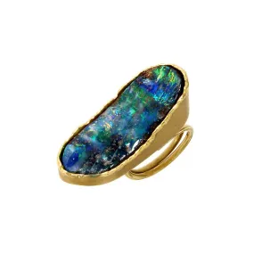 Anello con opale nero Boulder Australiano