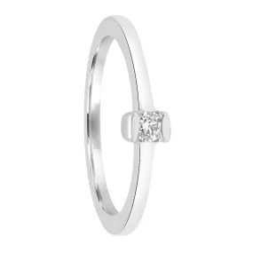 Anello solitario in oro bianco con diamante ct 0.10