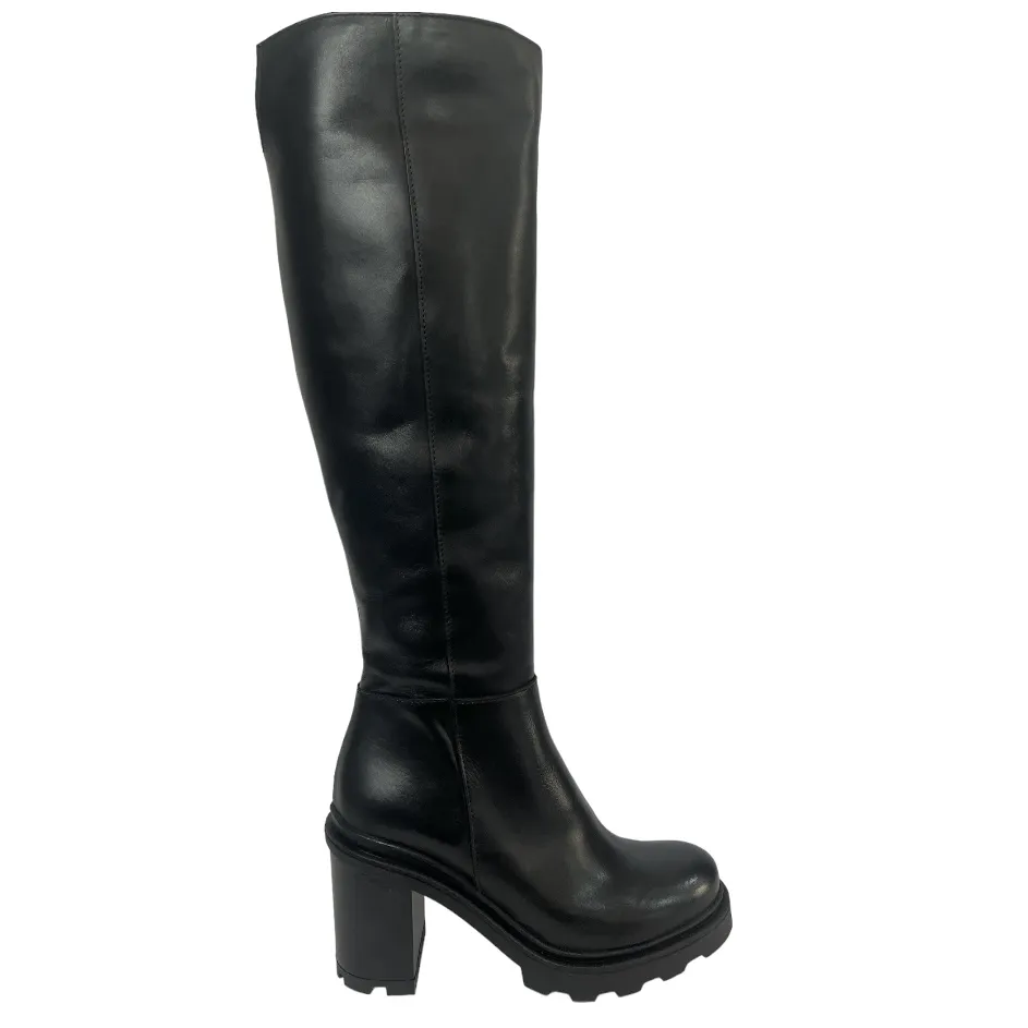 Anna Calzature Stivale gambale alto in pelle col. nero