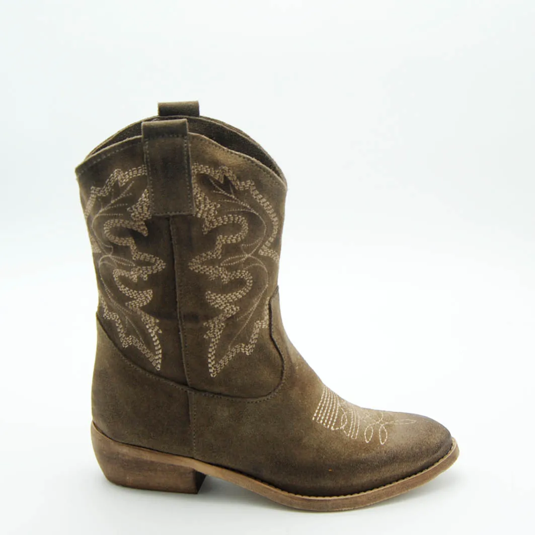 Anna Calzature stivale texano mid in suede taupe