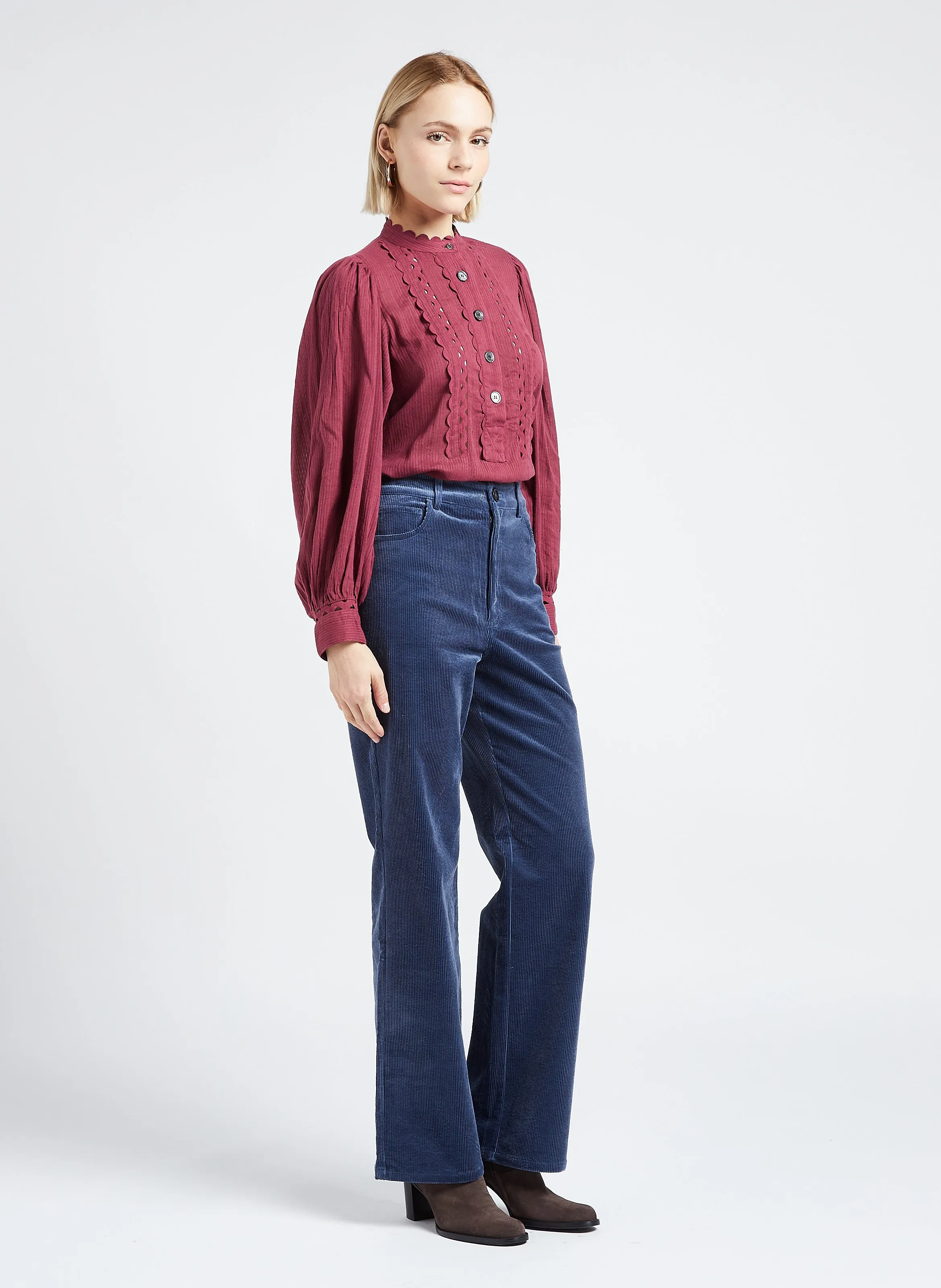  ANTIK BATIK   AYA - Blusa scollo tondo in cotone | Rosso