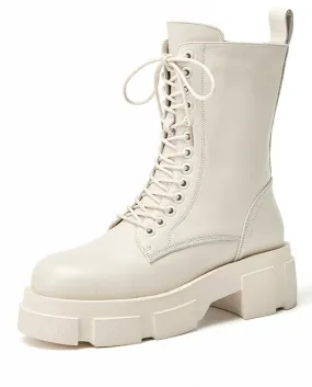 Beautoday Stivaletti Alla Caviglia Donna Vera Pelle Di Mucca Stringata Punta Rotonda Suola Grossa Scarpe Da Donna Per Il Tempo L