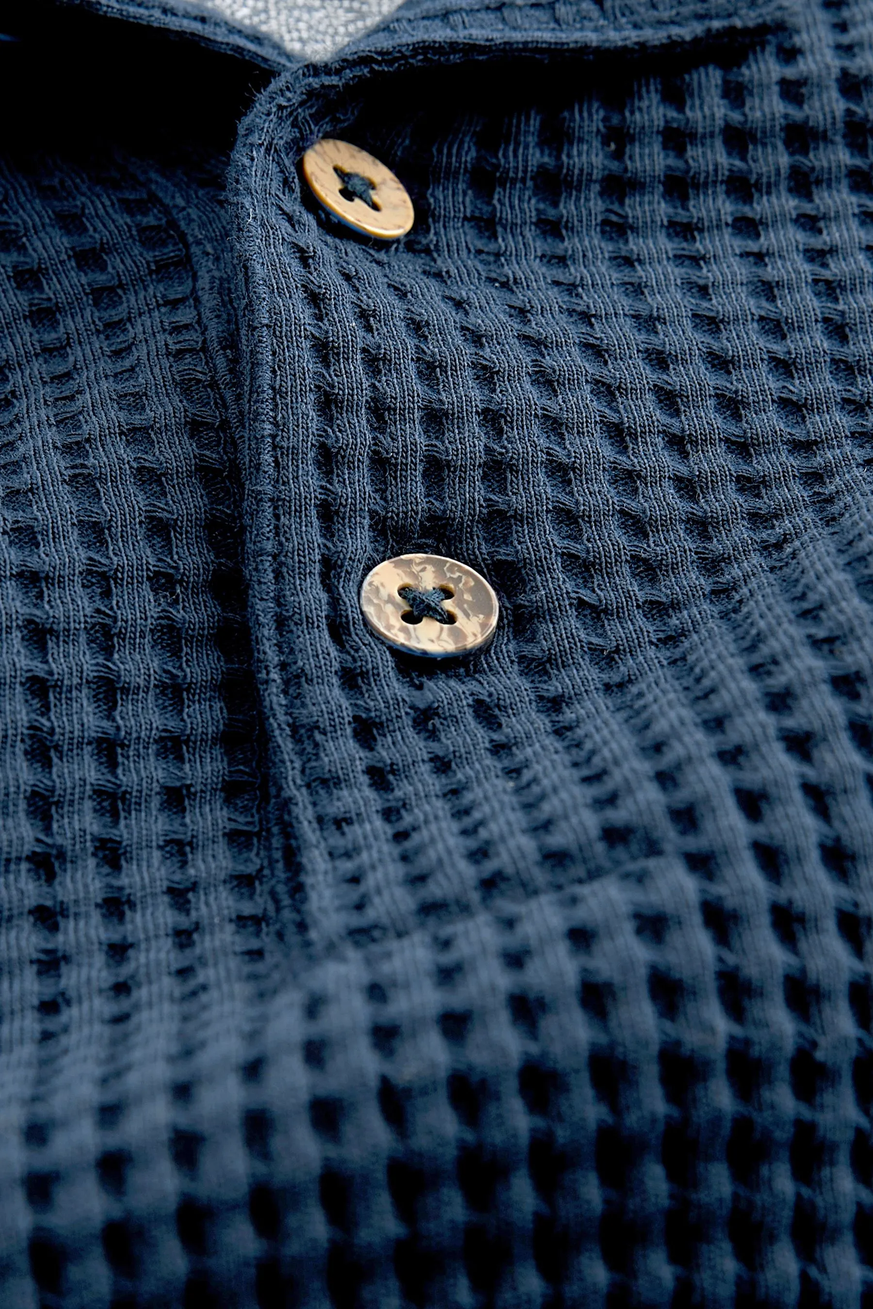 Blu  - Polo testurizzata a nido d'apa