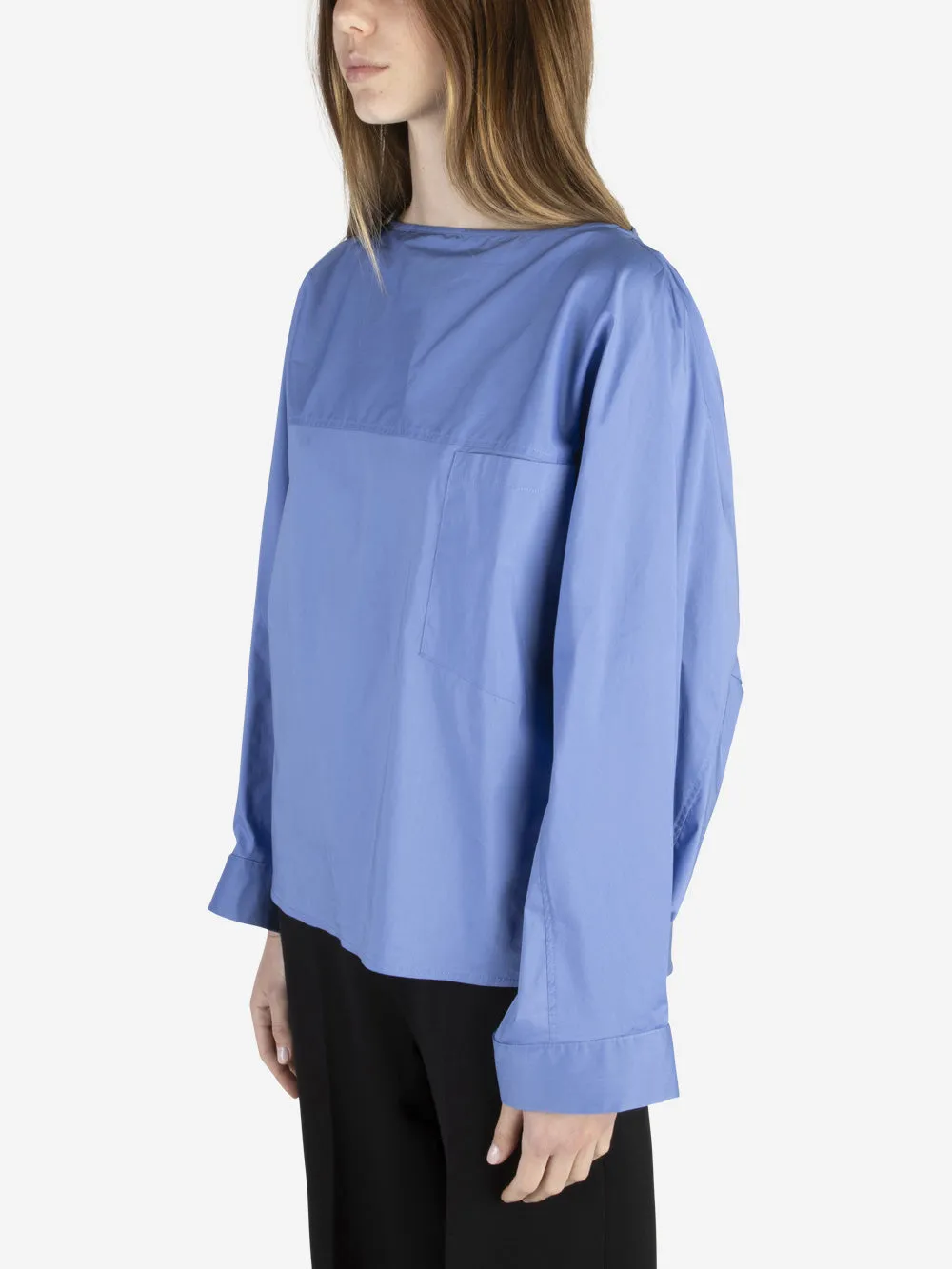 Blusa in popeline azzurro