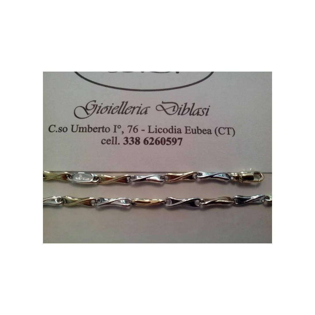 BRACCIALE Uomo Donna UNISEX ORO BIANCO E GIALLO oro 18 karati 750% made in Italy