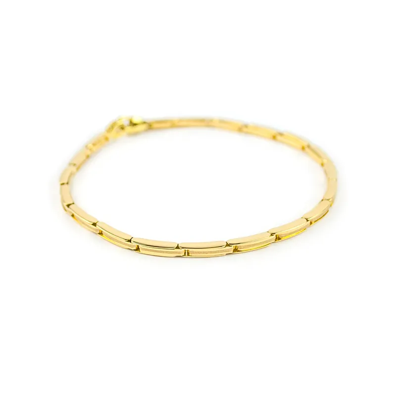 Bracciale uomo lineare in oro giallo lucido e satinato