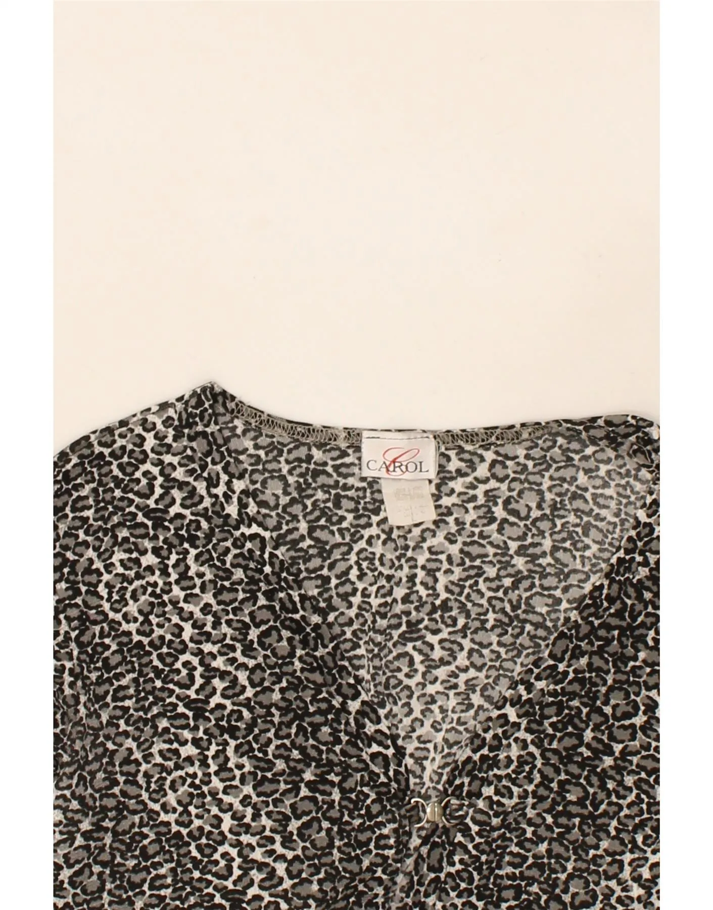 CAROL Womens Shirt Blouse UK 14 Large Grey Animal Print Polyester