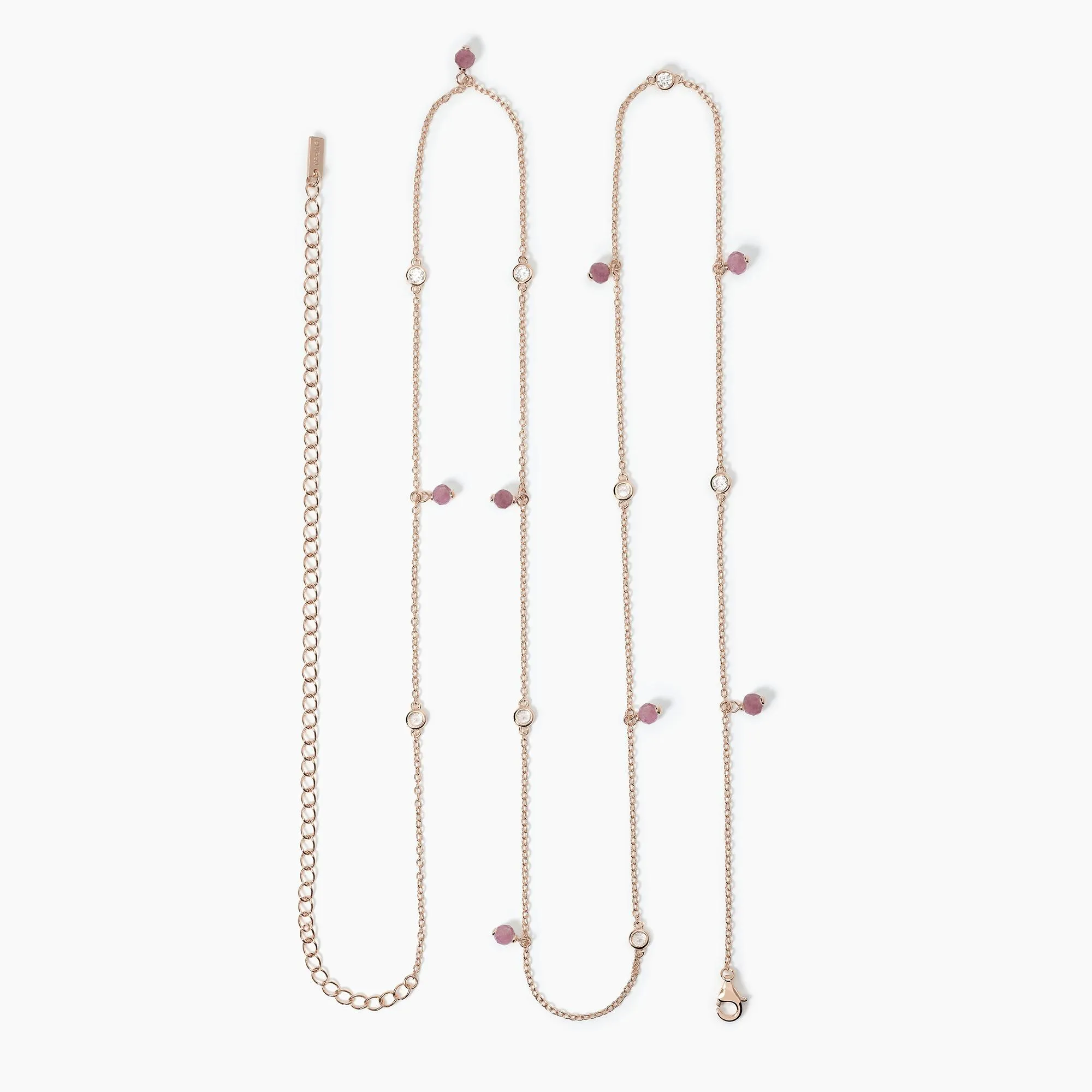 Catena girovita in argento rosato con tormalina rosa    VIVA LA VIDA