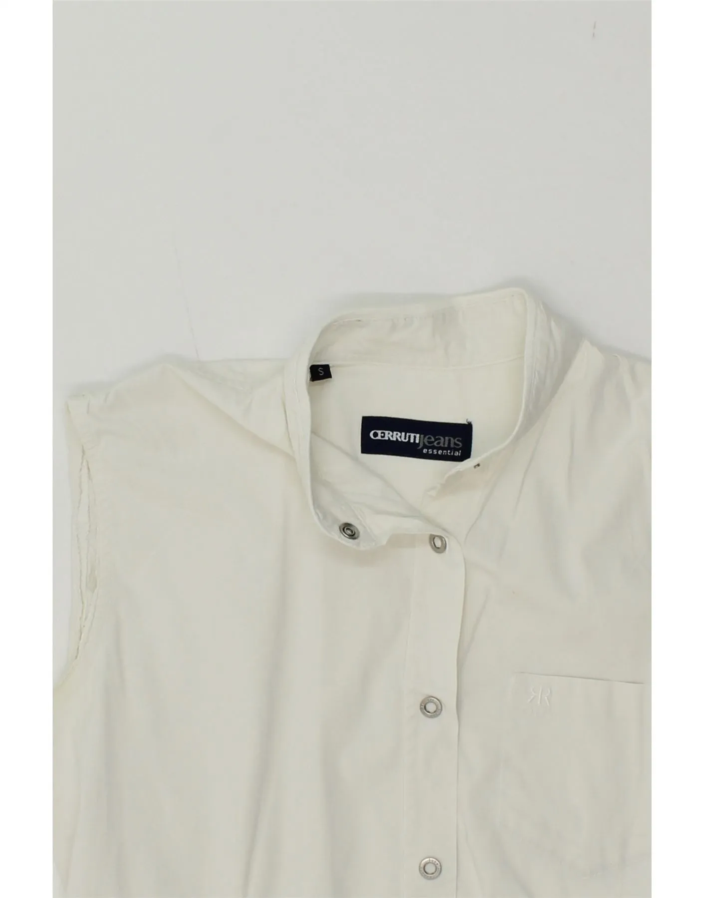 CERRUTI Womens Sleeveless Shirt Blouse UK 8 Small White Cotton
