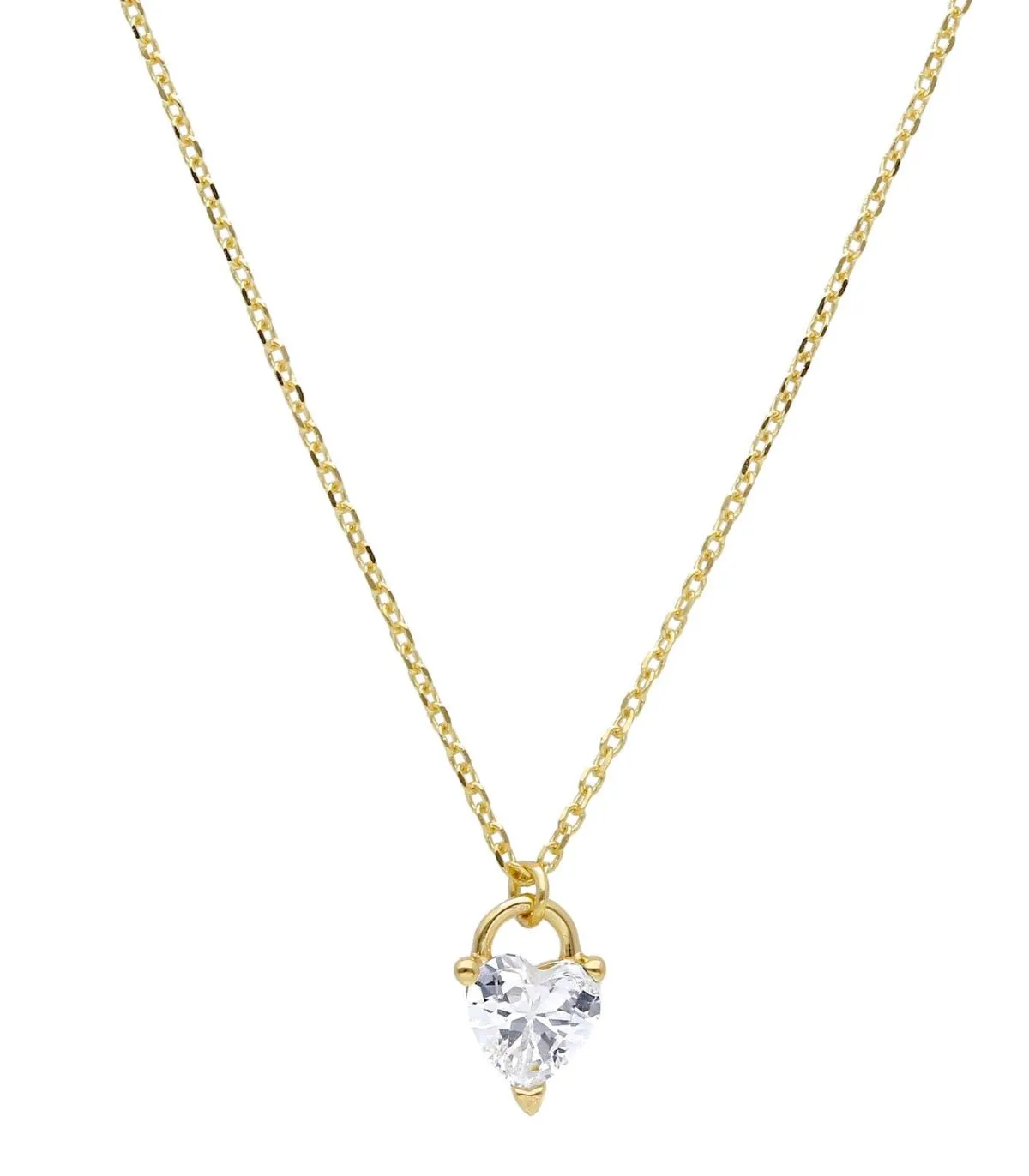 Collana Cuore Oro Giallo 9Kt Zircone Bianco