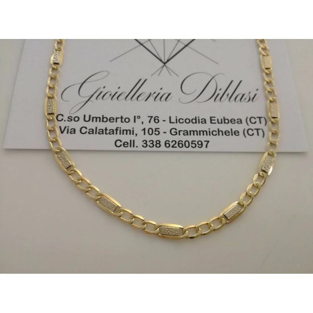 COLLANA In ORO Bicolore GIALLO E ORO BIANCO Unisex Oro 18 KT 750% Made In Italy