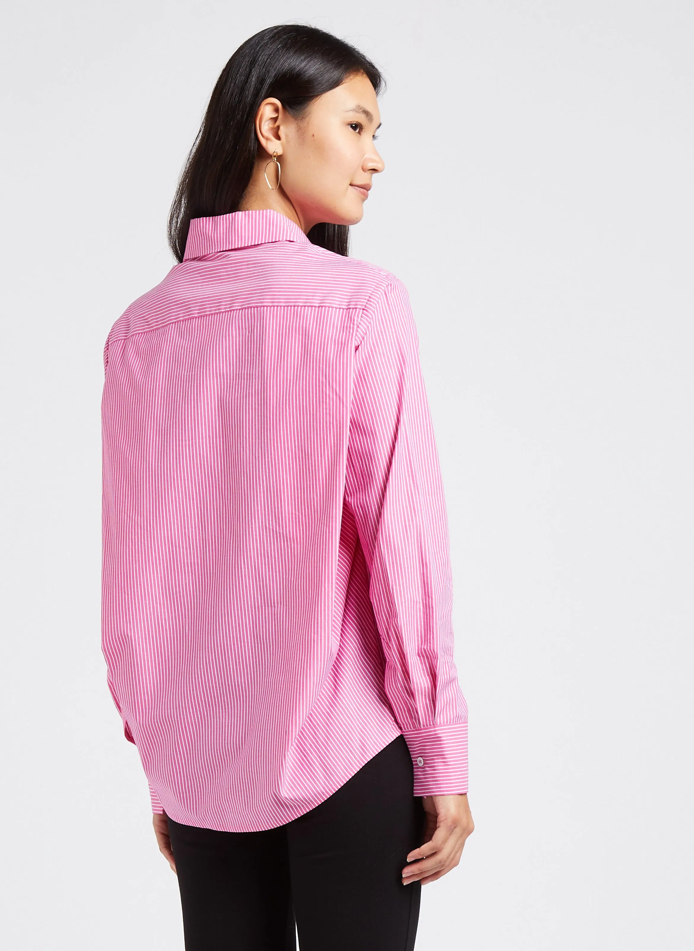  COLLECTORS CLUB   BAILEY - Camicia dritta collo classico in cotone a righe | Rosa