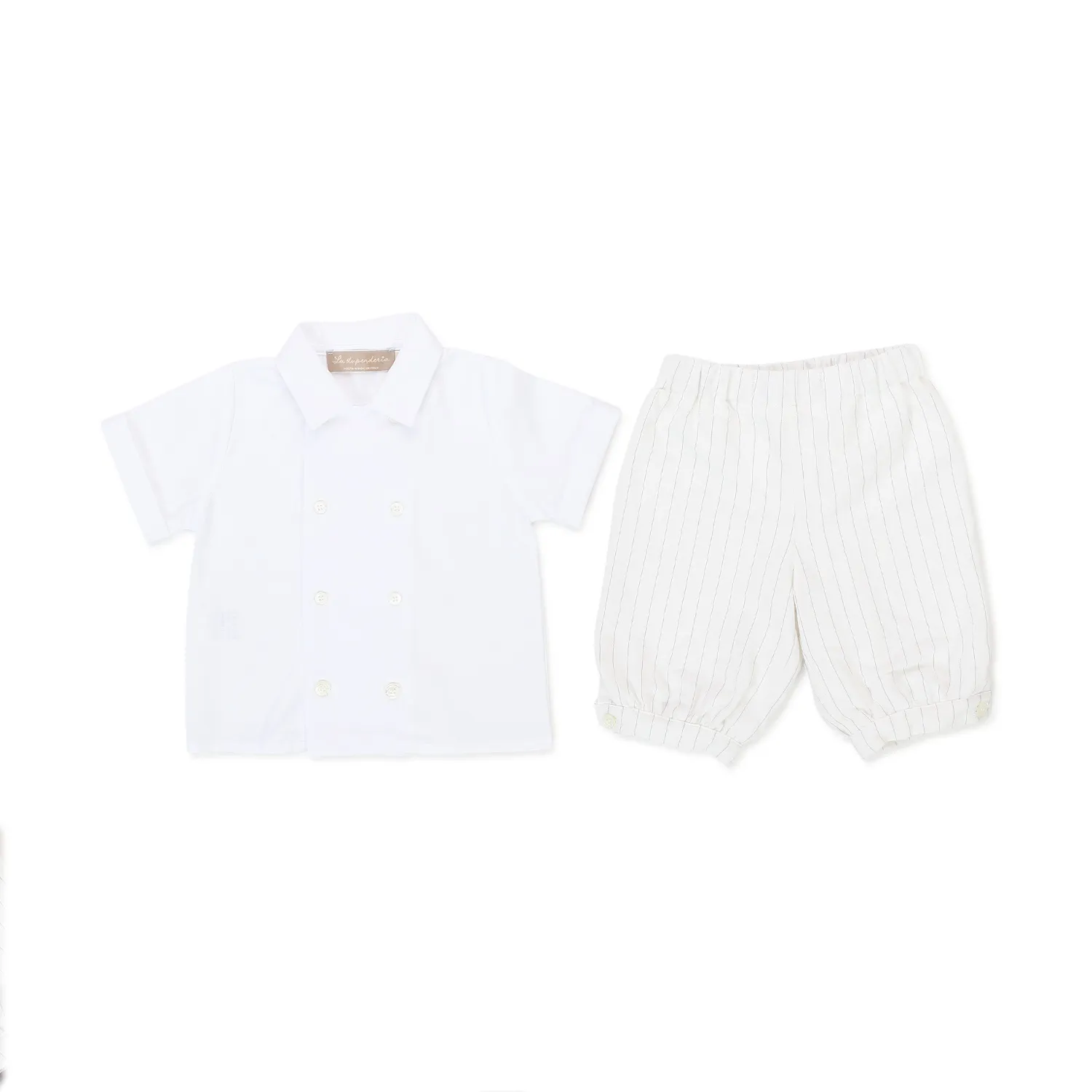 Completino Due Pezzi Bianco E Panna Bambino Bebè