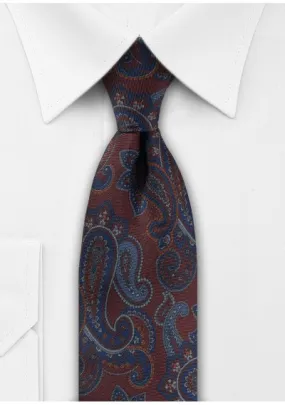 Cravatta con motivo Paisley Vino Rosso Blu Reale