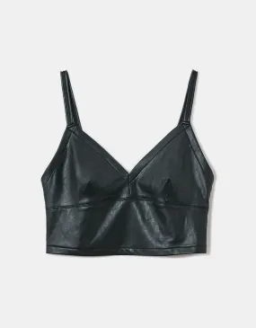 Crop Top In Similpelle Nero  