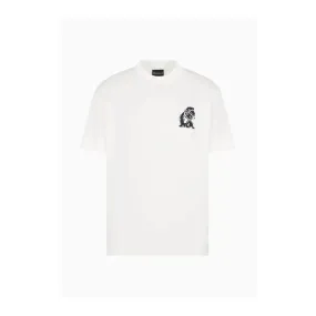 EMPORIO ARMANI - T-Shirt  in Jersey con Stampa -Bianco Caldo