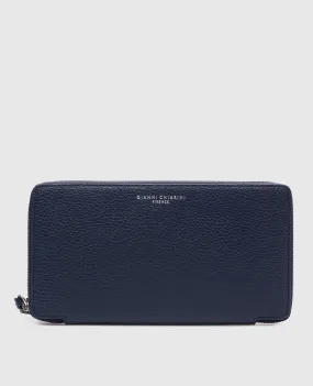 Gianni Chiarini Portafoglio in pelle blu con logo PFWBW13662GRN