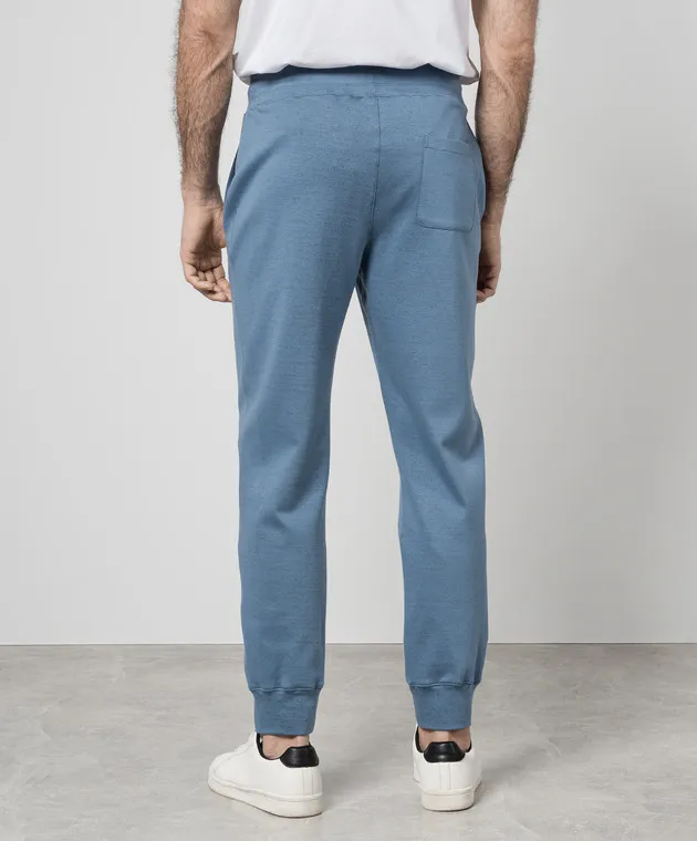 ISAIA Joggers blu con ricamo stemma logo MP0048J0300