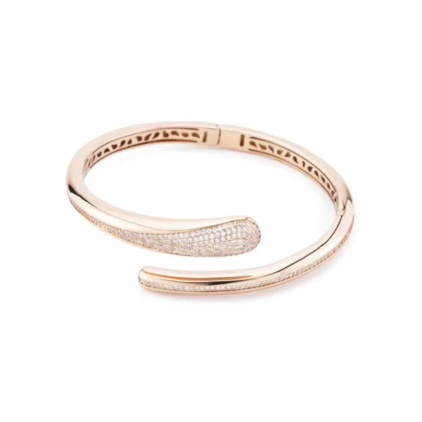 KBR027RS Bracciale contrarié coloro oro rosa con pavè di zirconi    