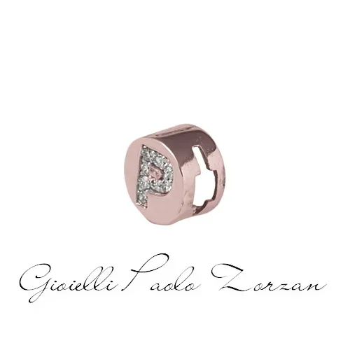 Lettera P tonda in oro rosa e diamanti Elements DonnaOro Ref. DCHF8119P.002