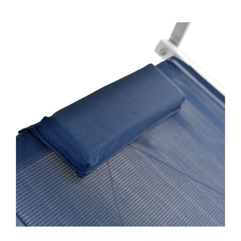 LETTINO MARE IN ALLUMINIO CON PARASOLE E CUSCINO 183CM TELO BLU