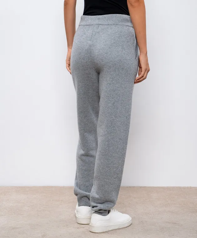 Lou Lou Studio Joggers HESPERO grigi in cashmere con ricami HESPERO