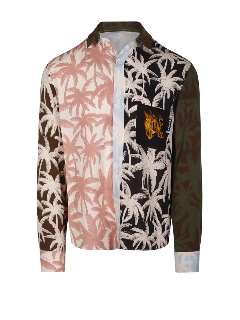 MEN PALM ANGELS MULTICOLOR VISCOSE PATCHWORK PALMS SHIRT