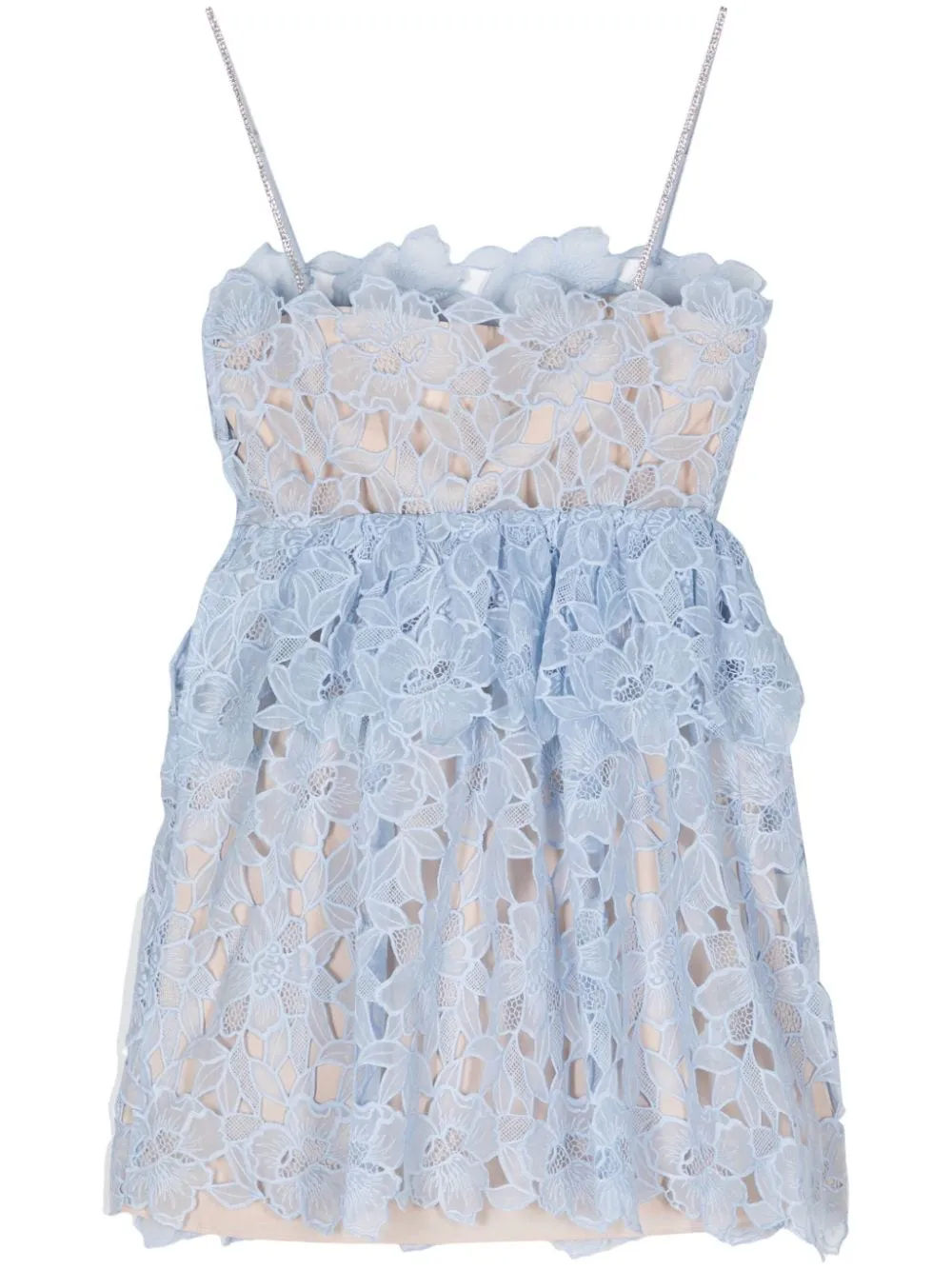 Miniabito in pizzo di organza blu