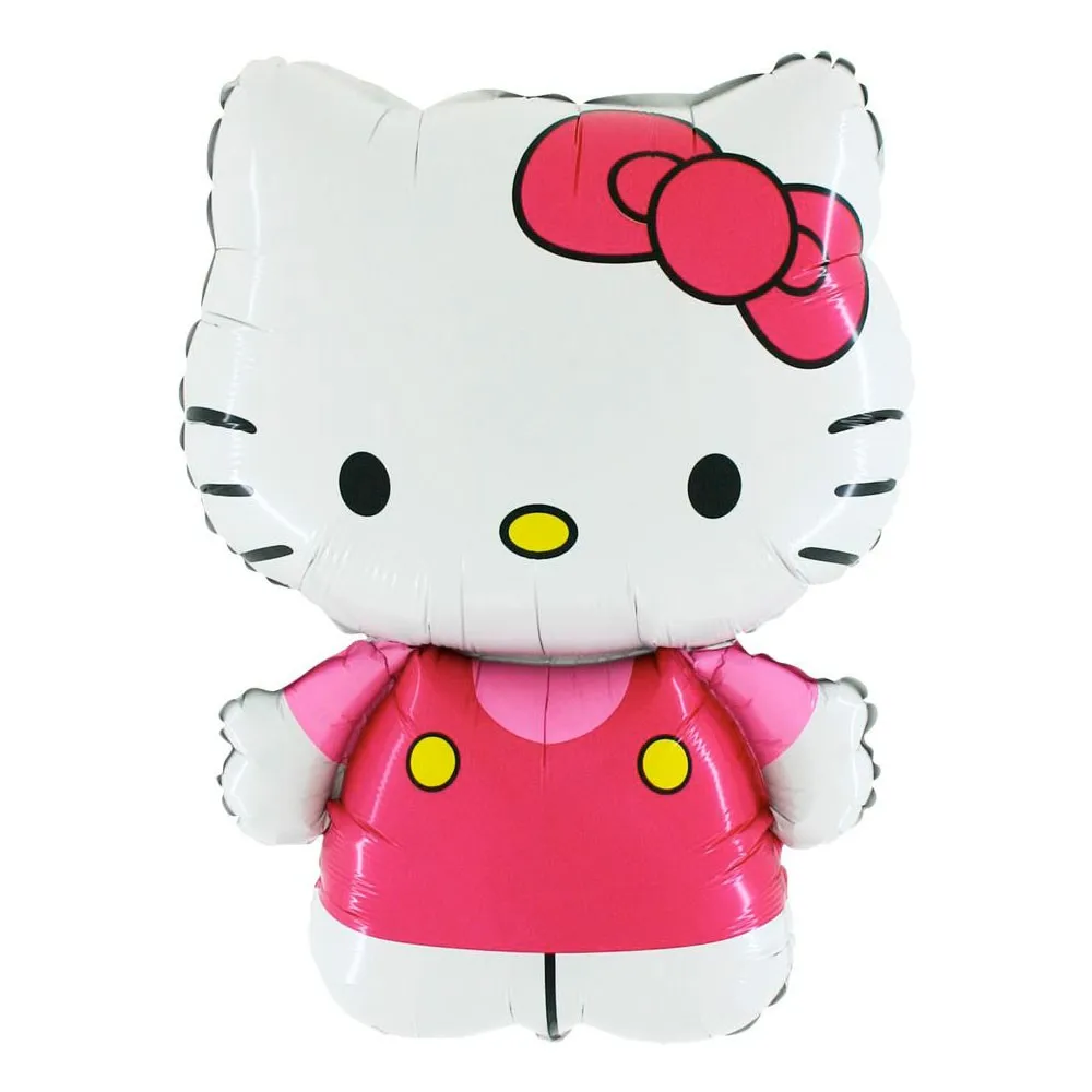 Palloncino Pallone Hello Kitty Rosa Mylar Foil Cartone Aria Compleanno Festa Bambina