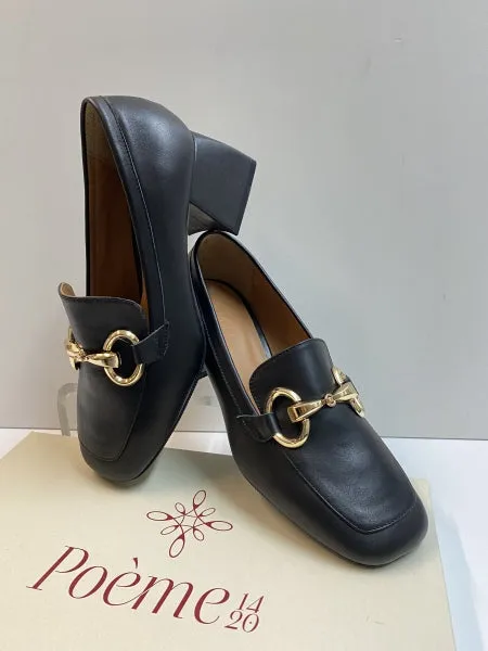 POEME YEL10 MOCASSINO DONNA CON MORSETTO IN PELLE NERO