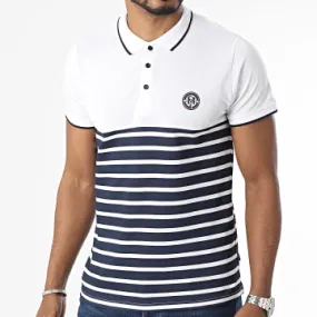 Polo a manica corta bianco navy