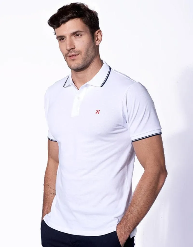 Polo in piquet  con logo st. barth check