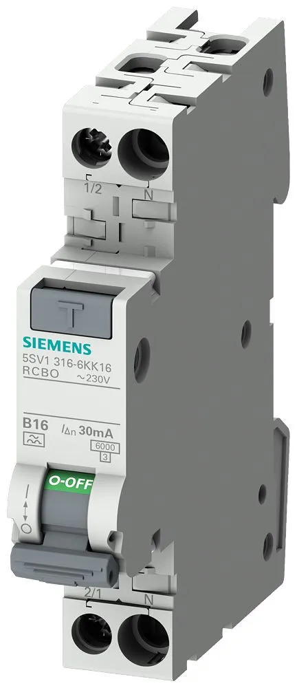 RCBO Siemens 5SV1316-6LK16, 2P, 16A, sensibilità 30mA