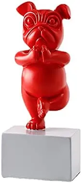 Resina Yoga Bulldog francese Statua Resina Cane Figurine Nordic Creativo Cartoon Animali Scultura Decorazione per la camera dei 
