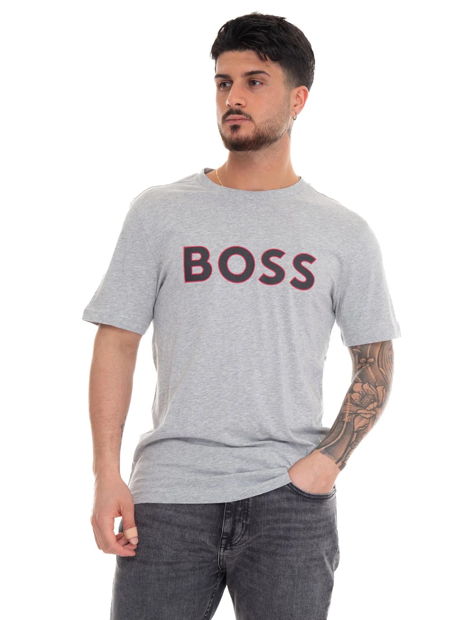 T-shirt girocollo TEE1 Grigio BOSS Uomo