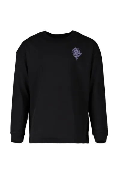         T-SHIRT MANICA LUNGA GIROCOLLO OVER STAMPA RETRO DRAGONE