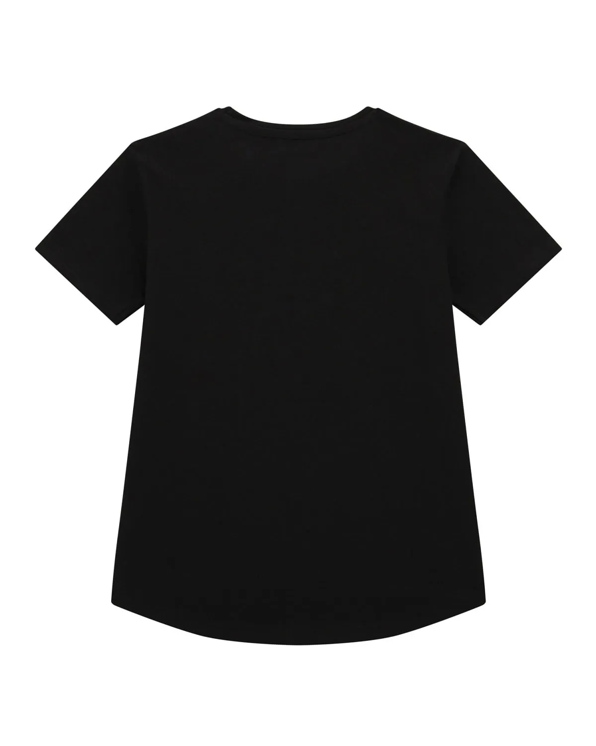 T-shirt nera mezza manica in cotone stretch con stampa triangolo rosa e logo 4G 8-16 anni