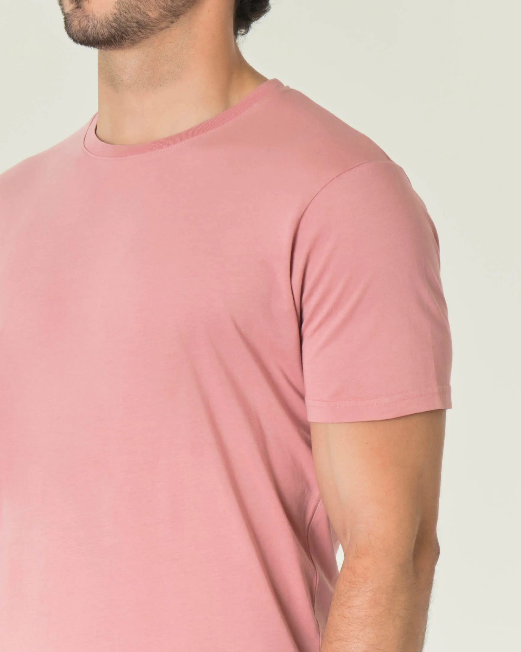 T-shirt rosa mezza manica in puro cotone